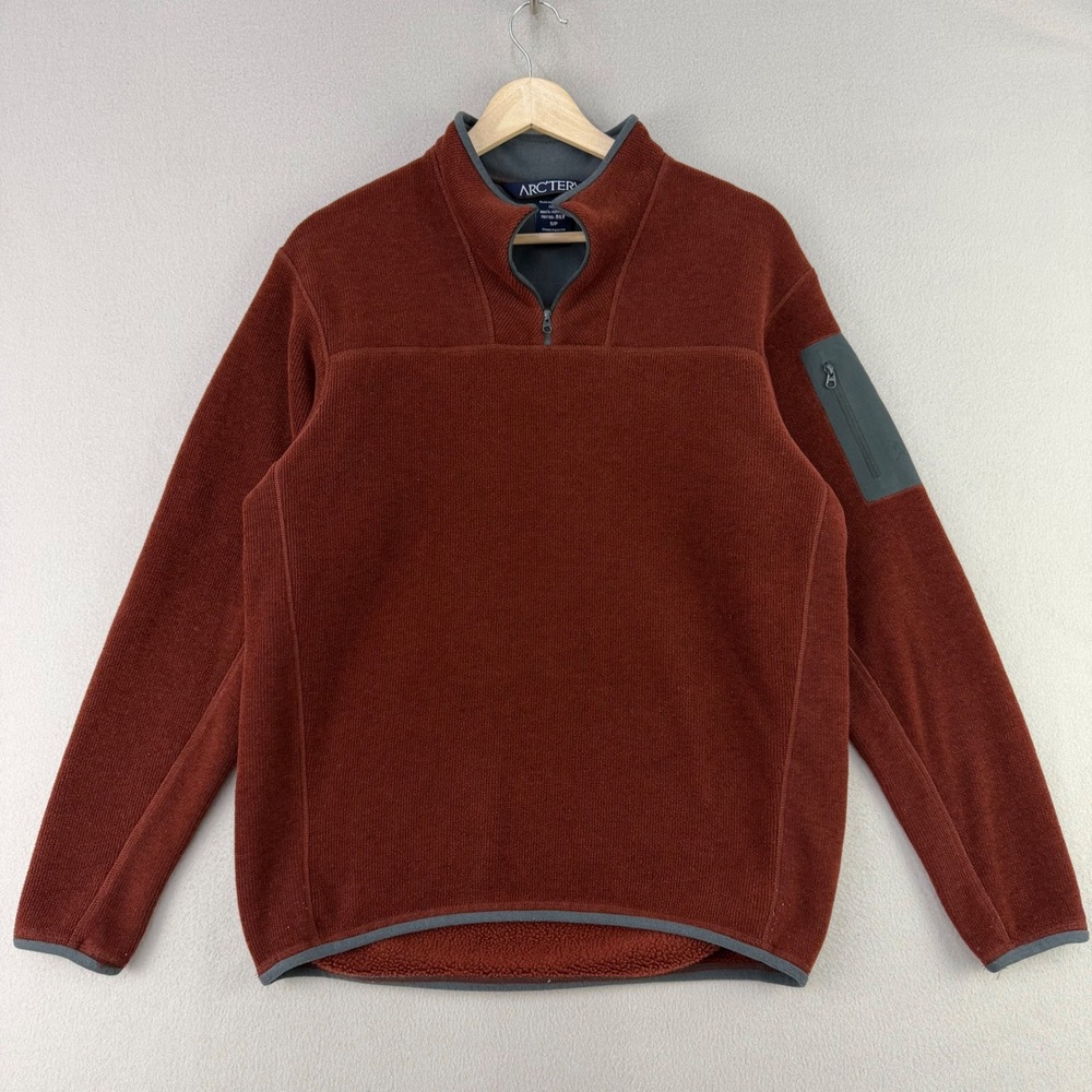 Vintage Arc'teryx Covert 1/4 Zip Fleece Pullover Mens Small Rust Outdoor Hiking